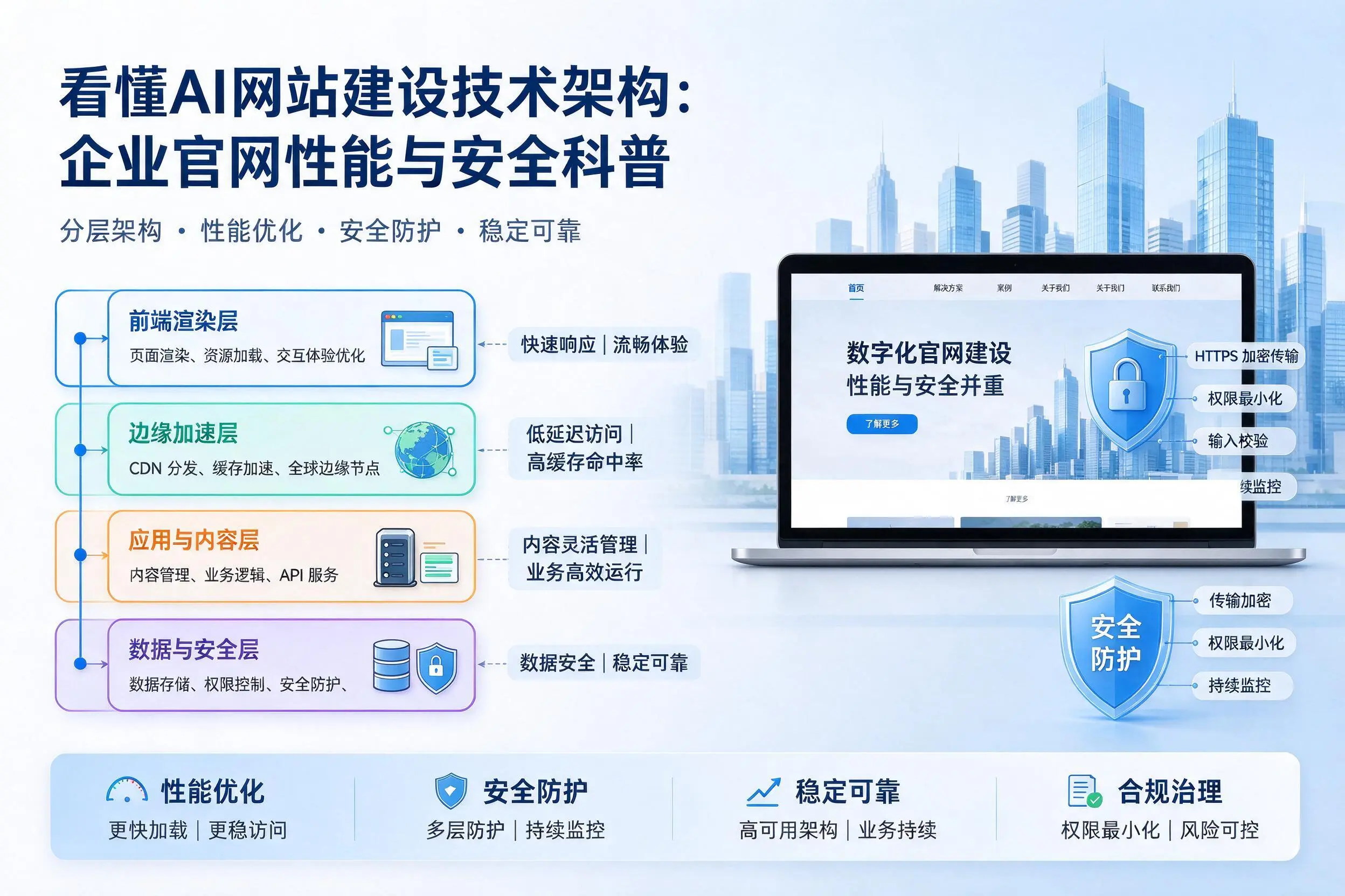 看懂AI网站建设技术架构：金华企业官网性能与安全科普