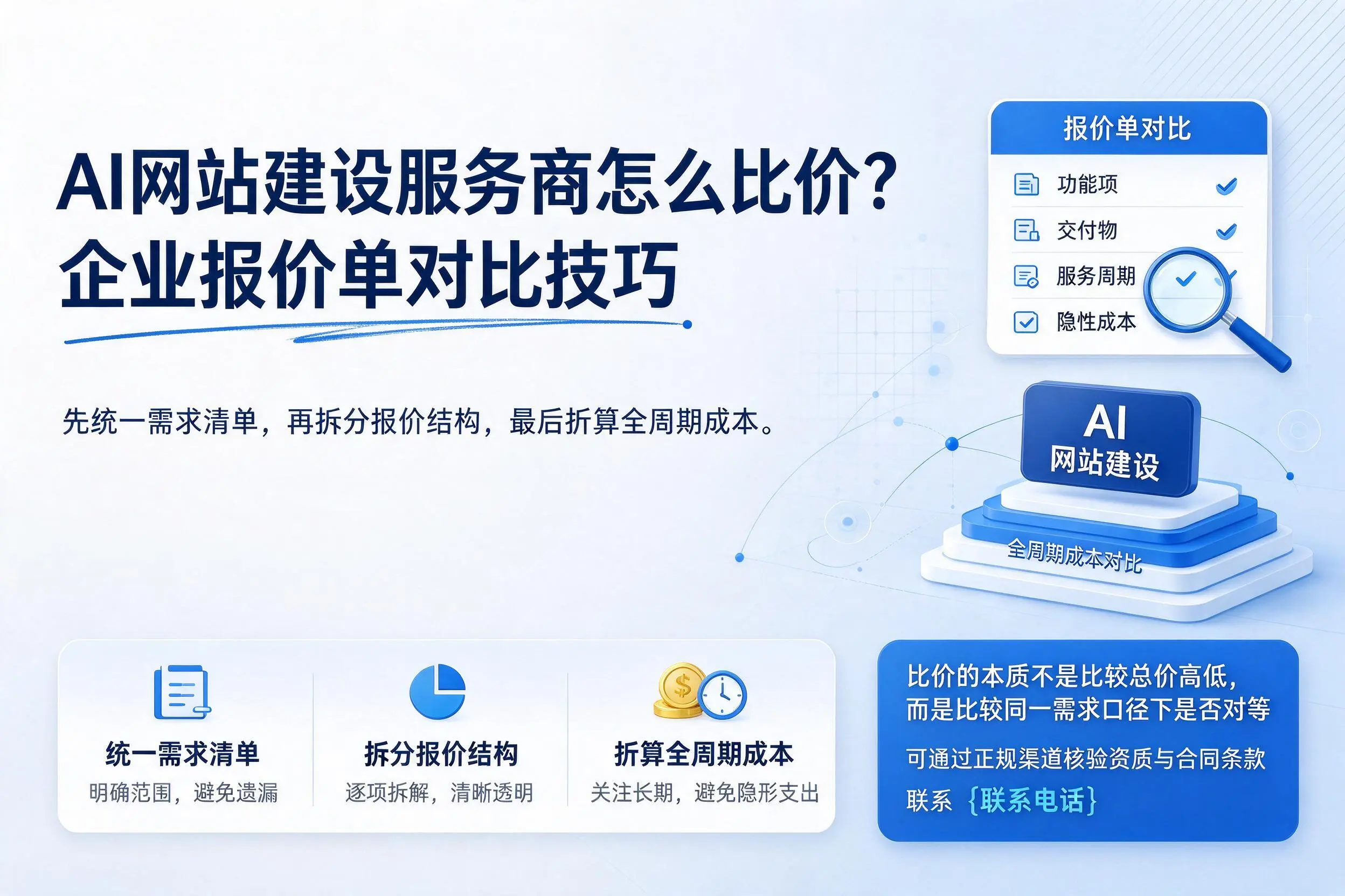 AI网站建设服务商怎么比价？金华企业报价单对比技巧